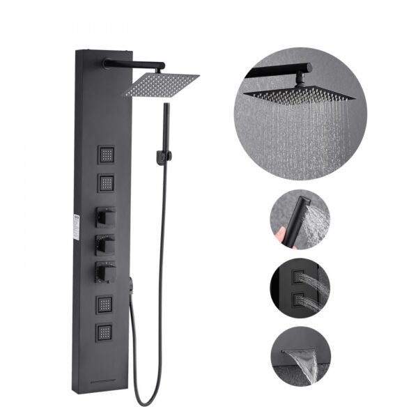 VEVOR Duschpaneel-Turmsystem (4 in 1) mit Regenwasserfall-Duschkopf, mit Handbrause & 4 kleiner Massagedüsen