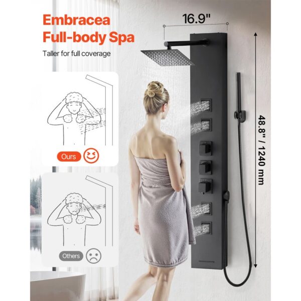 VEVOR Duschpaneel-Turmsystem (4 in 1) mit Regenwasserfall-Duschkopf, mit Handbrause & 4 kleiner Massagedüsen – Bild 2