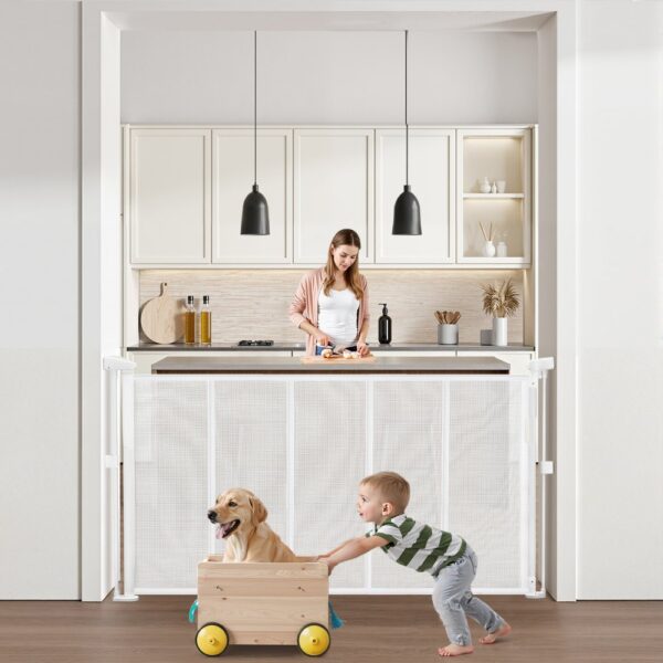 VEVOR einziehbares Babygitter 87 cm hoch, ausziehbar bis 140 cm breit, Gitter für Kinder oder Haustiere