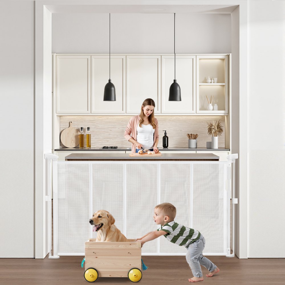 VEVOR einziehbares Babygitter 87 cm hoch, ausziehbar bis 140 cm breit, Gitter für Kinder oder Haustiere