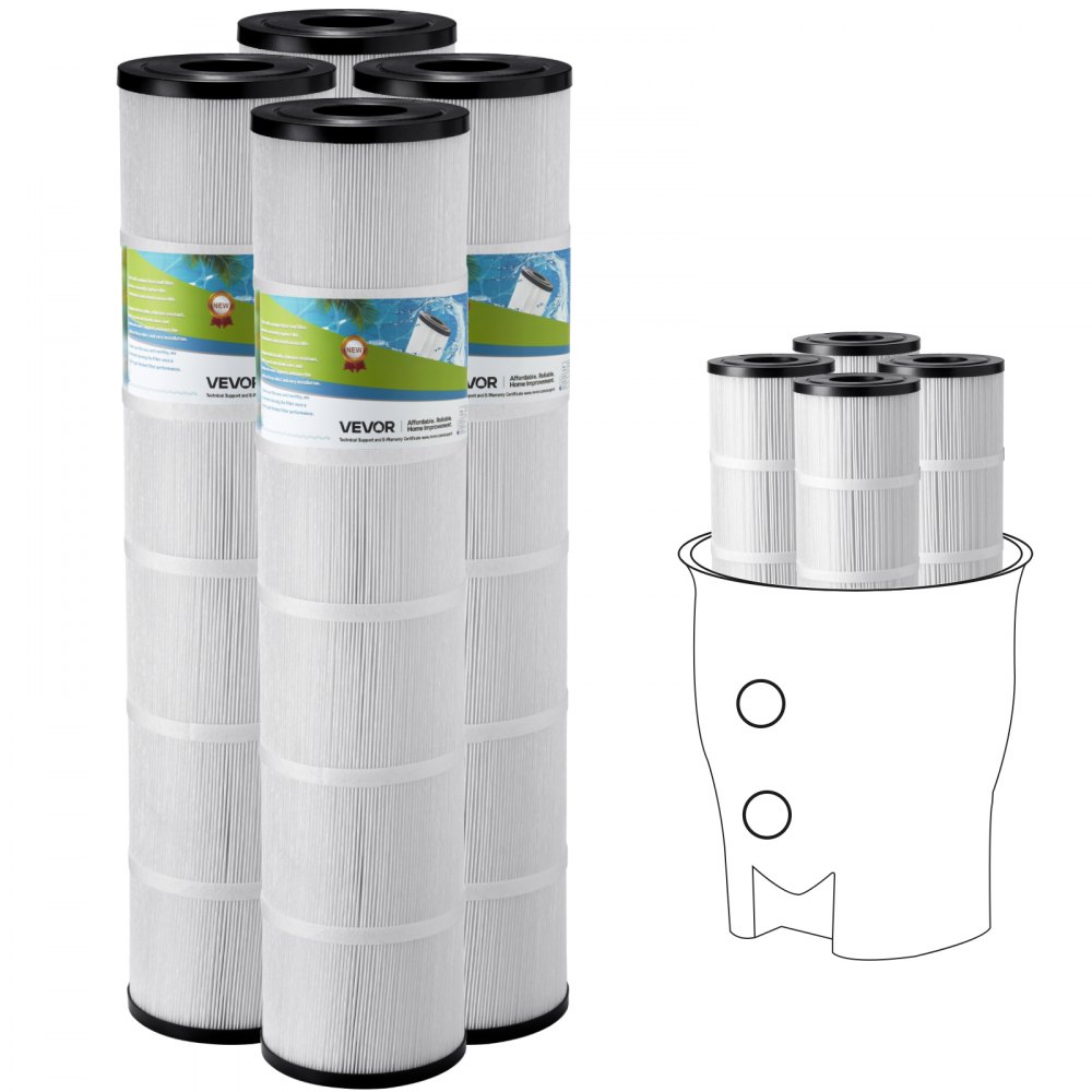 VEVOR Pool Filterkartusche, 4er-Pack, Ersatzfilter 12 m², kompatibel mit Pentair CCP520