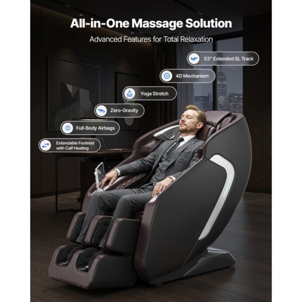 VEVOR Massagesessel Ganzkörpermassagesessel Zero Gravity mit SL-Schiene & Yoga-Stretch-Modus – Bild 2