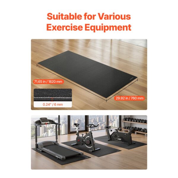 VEVOR Laufbandmatte für Teppichboden Bodenschutzmatte (760 x 1820 mm) für Sportgeräte 6 mm dick – Bild 2