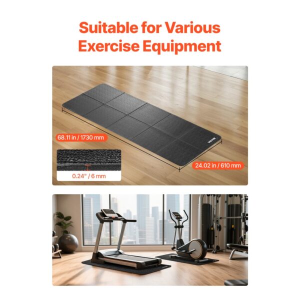 VEVOR Laufbandmatte für Teppichboden Bodenschutzmatte (61 x 173 cm) für Sportgeräte 6 mm dick – Bild 2