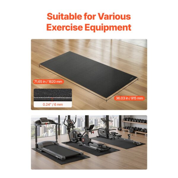 VEVOR Laufbandmatte für Teppichboden Bodenschutzmatte (915 x 1820 mm) für Sportgeräte 6 mm dick – Bild 2