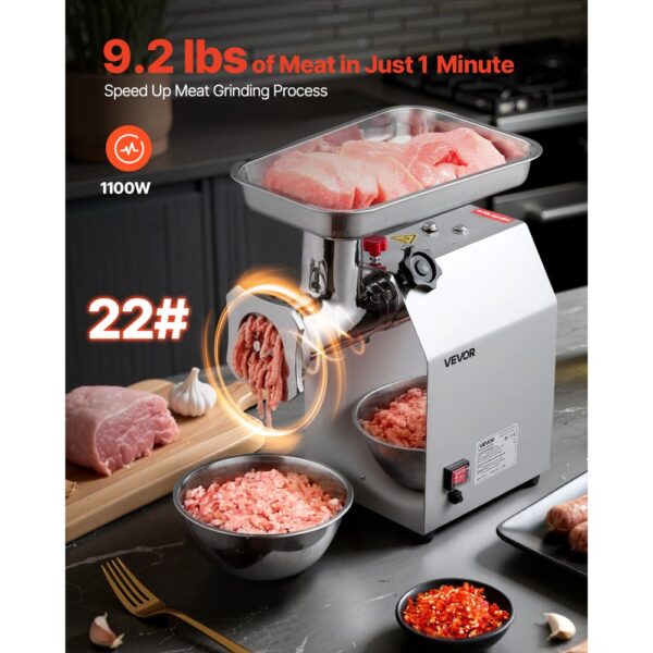 VEVOR elektrischer Fleischwolf mit 4,2 kg/min Kapazität, Wurstmaschine – Bild 2