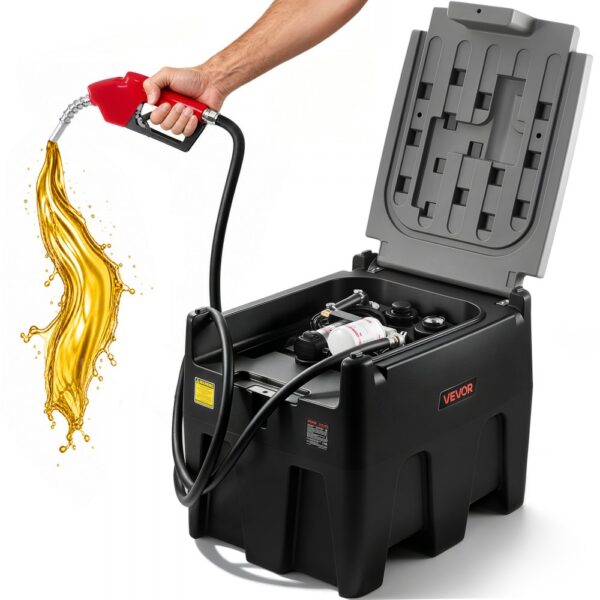 VEVOR Tragbarer Dieseltank, 220 L Fassungsvermögen & 48L/min Durchflussrate, Schwarz