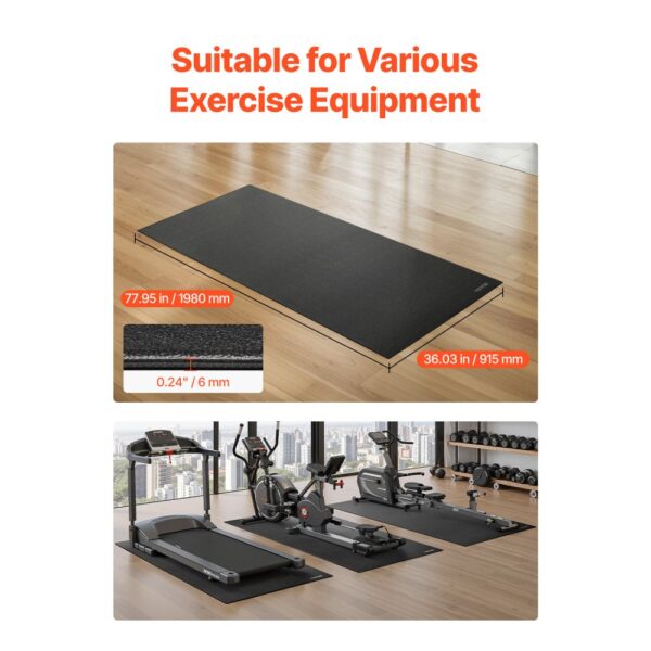 VEVOR Laufbandmatte für Teppichboden Bodenschutzmatte (915 x 1980 mm) für Sportgeräte 6 mm dick – Bild 2