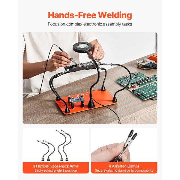 VEVOR Löthilfe Dritte Hand, Lötwerkzeug mit 4 flexiblen Armen, 4 PCB-Säulenhaltern & Basis – Bild 4 VEVOR Löthilfe Dritte Hand, Lötwerkzeug mit 4 flexiblen Armen, 4 PCB-Säulenhaltern & Basis – Bild 4
