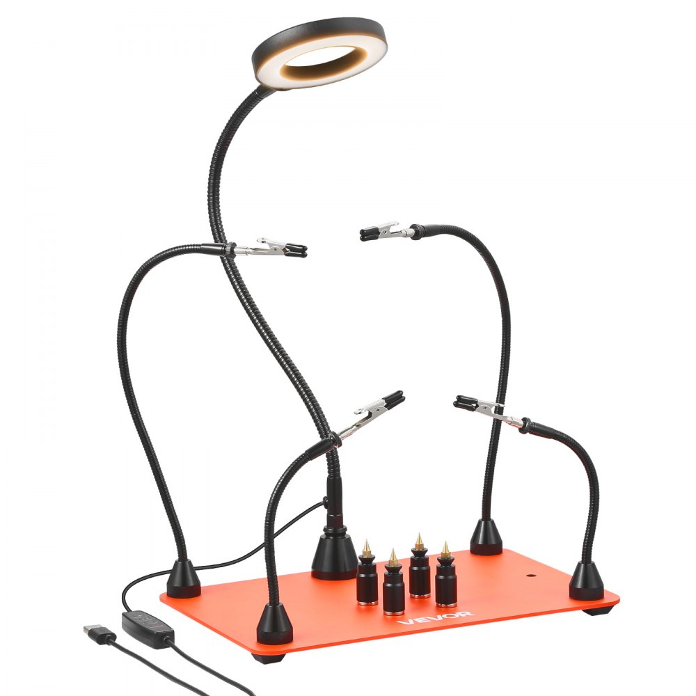 VEVOR Löthilfe Dritte Hand, Lötwerkzeug mit 4 flexiblen Armen, 4 PCB-Säulenhaltern & Basis