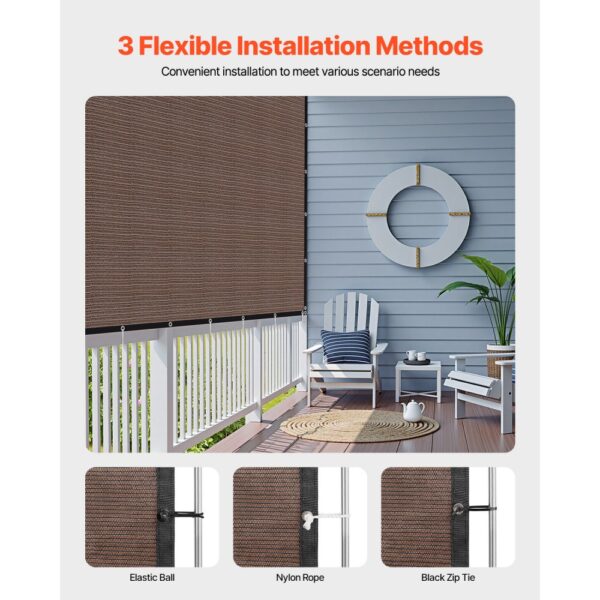 VEVOR 90 % Sonnenschutztuch Sichtschutz Schattenabdeckung (305 x 366 cm) für Pergola mit Edelstahlösen – Bild 5