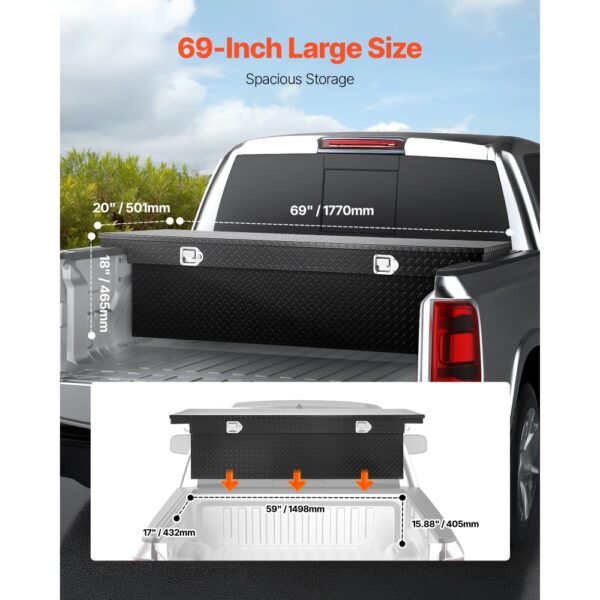 VEVOR Crossover Lkw Werkzeugkasten für die Ladefläche (1770 x 501 x 465 mm) abschließbare & wasserdichte – Bild 2