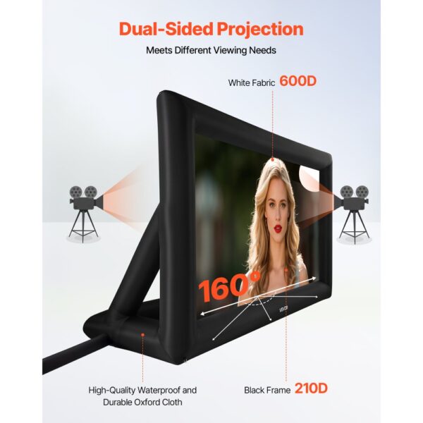 VEVOR aufblasbare Filmleinwand Projektion Beamer Leinwand aus 600D, 16:9 – Bild 4