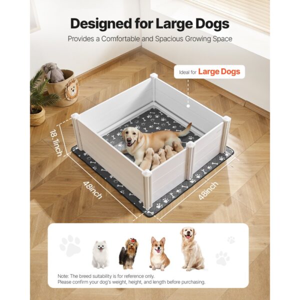 VEVOR Wurfkiste für Hunde, 122x122x46cm, verformungssicherer Welpenkiste für große Hunde – Bild 2