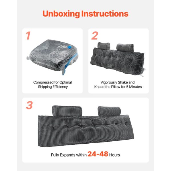 VEVOR Kopfteilkissen Keilkopfteilkissen Keilkissen (King Size) mit 2 Seitentaschen & 2 Kopfstützen – Bild 2
