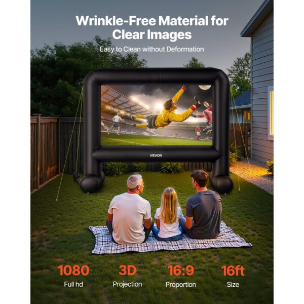VEVOR aufblasbare Filmleinwand Projektion Beamer Leinwand aus 600D, 16:9 – Bild 2