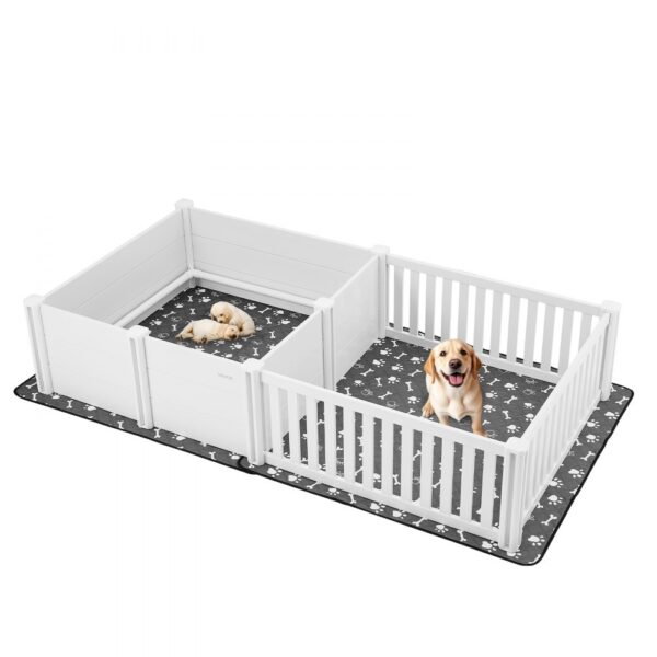 VEVOR Wurfkiste für Hunde, 237x123x46 cm, 2-Raum-Layout, Welpenkiste für extra große Hunde