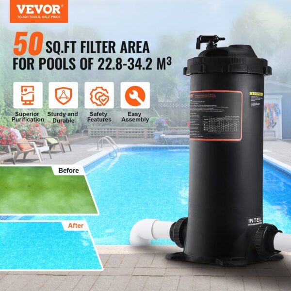 VEVOR Kartuschen-Poolfilter 380 x 380 x 710 mm Einbau-Poolfilter – Bild 2
