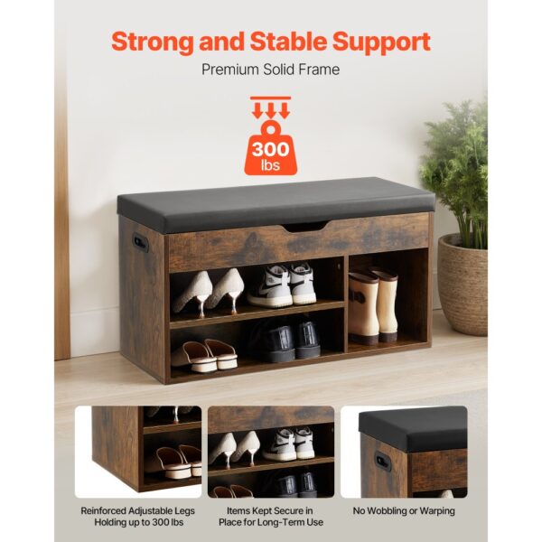 VEVOR Schuhregalbank Schuhbank (805 x 305 x 445 mm), Schuhregal mit 3 Fächern (136 kg belastbar) – Bild 3