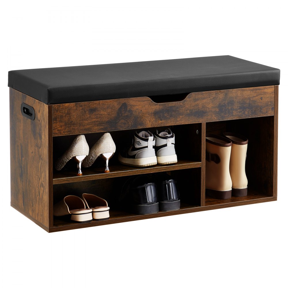 VEVOR Schuhregalbank Schuhbank (805 x 305 x 445 mm), Schuhregal mit 3 Fächern (136 kg belastbar)