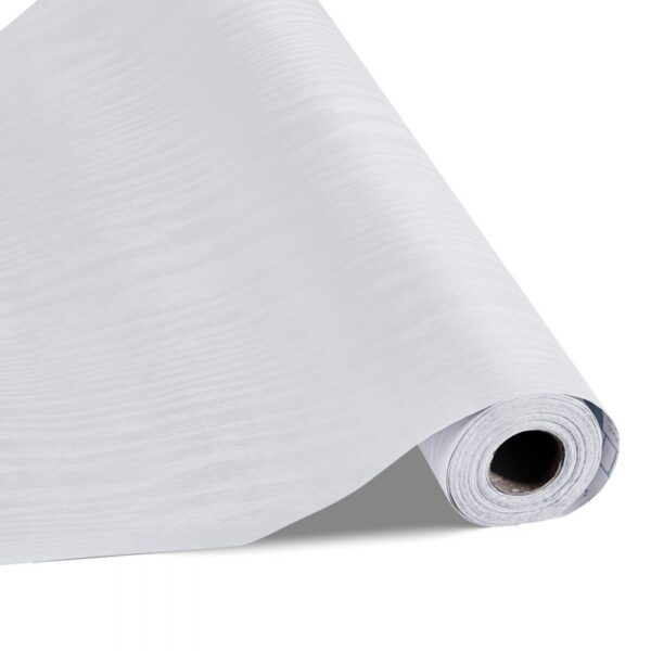 VEVOR Tapete selbstklebend, 45 cm x 10 m, Klebefolie mit weißer Holzoptik