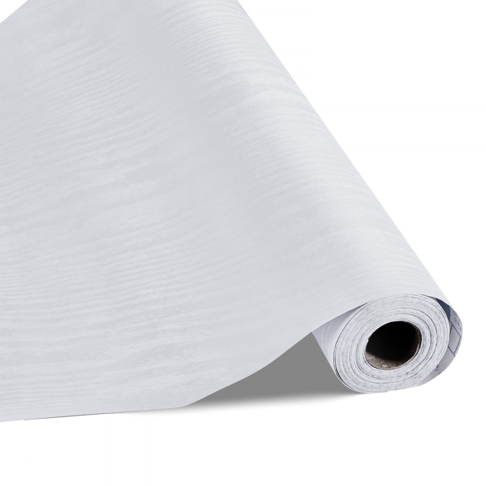 VEVOR Tapete selbstklebend, 45 cm x 10 m, Klebefolie mit weißer Holzoptik