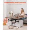 VEVOR Lift Top Couchtisch 100 cm, rustikaler Kaffeetisch mit Scheunentor & verstecktem Staufach – Bild 3