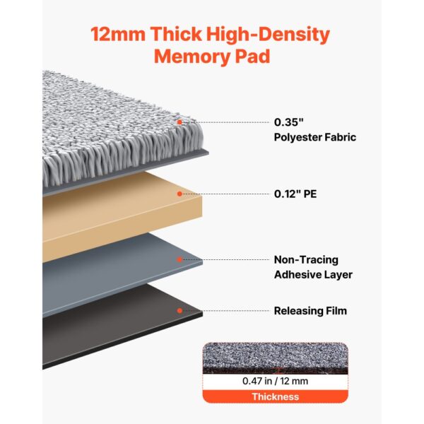VEVOR Teppichfliesen 457,2 x 457,2 x 12 mm, 10er-Pack, selbstklebender Teppichboden mit Fläche von 2,0 m² – Bild 3