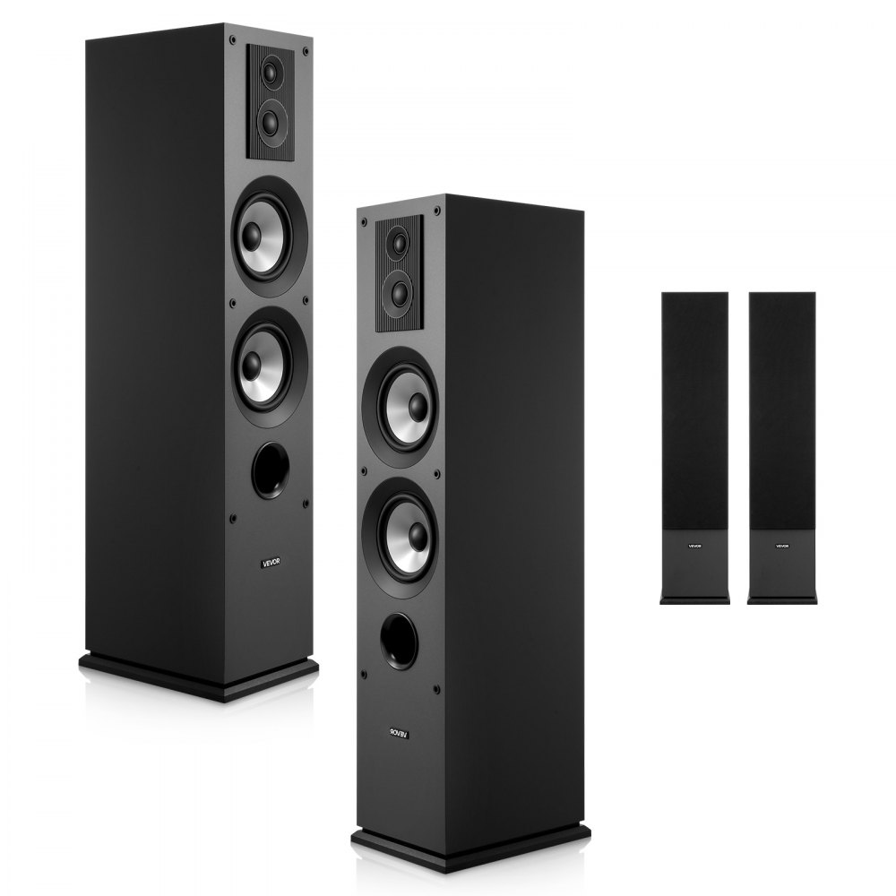 VEVOR Passiv Standlautsprecher Paar, 3-Wege-System mit 1,91 cm & 2,54 cm Hochtöner, zwei 13,34 cm Tieftönern