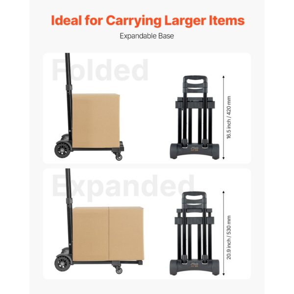 VEVOR Sackkarre klappbar, 131,5kg Tragkraft, Transportkarre mit 4 Rädern – Bild 4