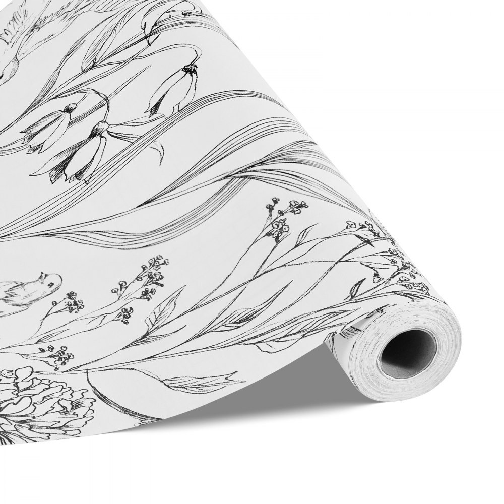 VEVOR Tapete selbstklebend, 45 cm x 10 m, weiße Klebefolie mit botanischem Blumenmuster