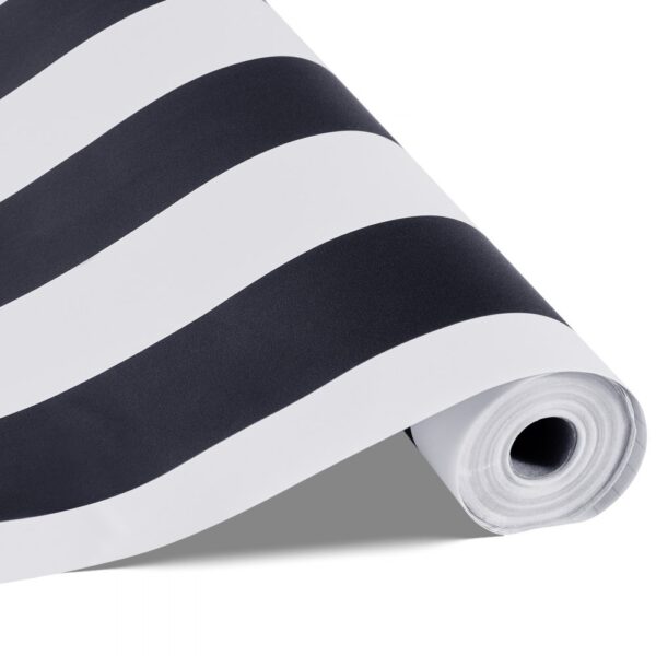 VEVOR Tapete selbstklebend, 45 cm x 15 m, Klebefolie mit Streifen in Schwarz-Weiß