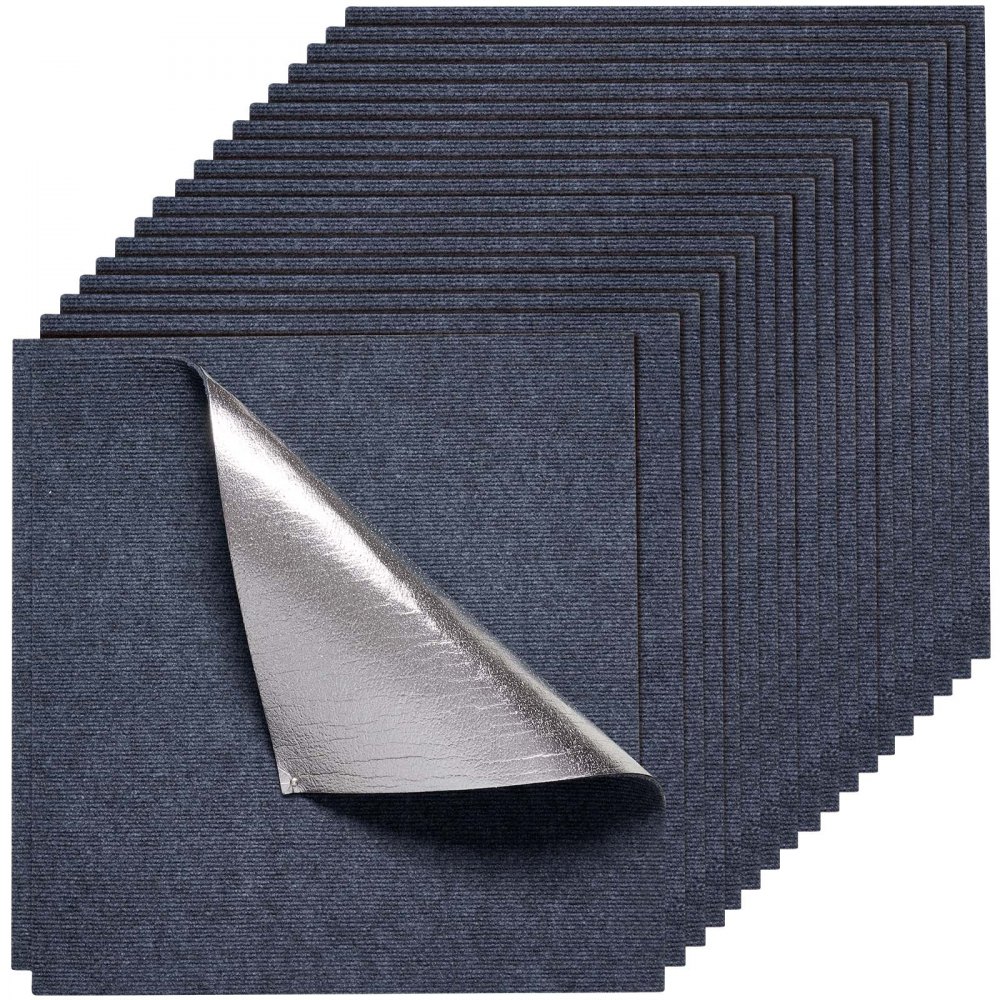 VEVOR Teppichfliesen 609,6 x 609,6 x 5 mm, 15er-Pack, selbstklebender Teppichboden mit Fläche von 5,5 m²