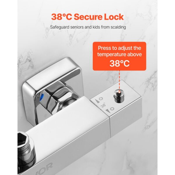 VEVOR Duscharmatur mit Thermostat Duschthermostat mit 38 °C Sicherheitsschloss – Bild 3