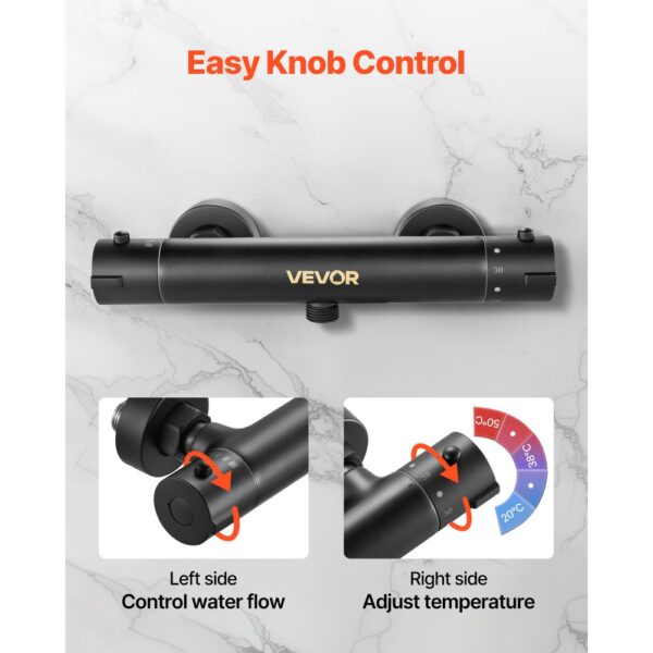 VEVOR Duscharmatur mit Thermostat Brausemischer Duschhahn mit 38 °C Sicherheitsschloss – Bild 5