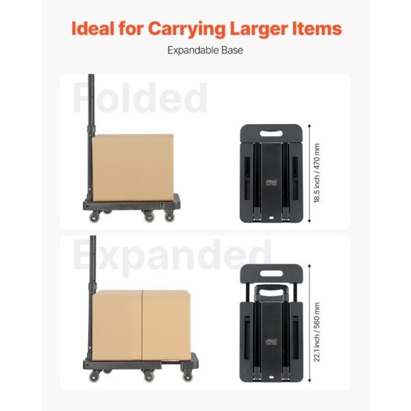 VEVOR Sackkarre klappbar, 227 kg Tragkraft, Transportkarre mit 6 Rädern – Bild 4