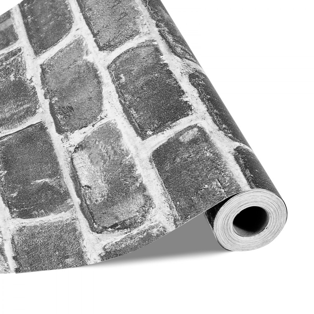 VEVOR Tapete selbstklebend, 45 cm x 10 m, Klebefolie mit grauer Ziegeloptik
