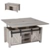 VEVOR Lift Top Couchtisch 100 cm, rustikaler Kaffeetisch mit Scheunentor & verstecktem Staufach