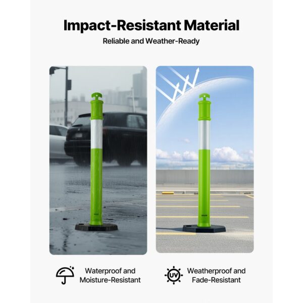 VEVOR Verkehrsleitpfosten Leitpfosten 3 Stk. (114 cm) mit beschwertem Sockel & Reflektorstreifen, Parkplätze – Bild 5