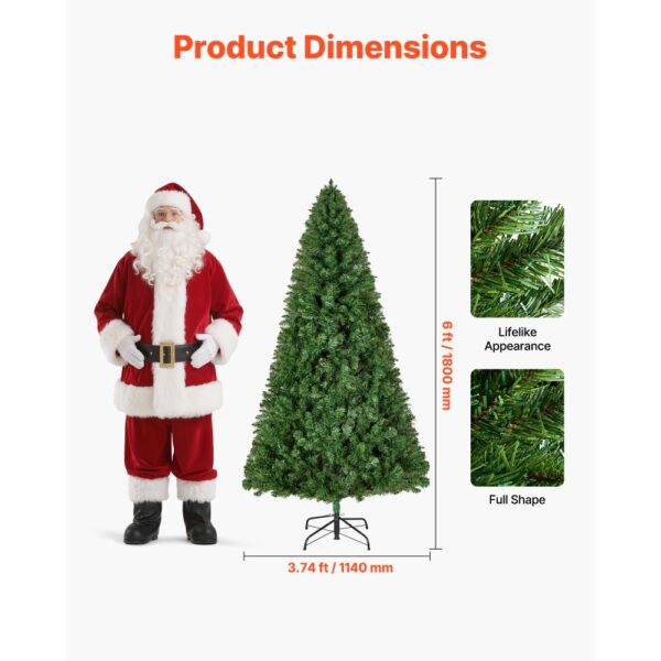 VEVOR Weihnachtsbaum künstlich, 1,8 m Tannenbaum, PVC Christbaum, Partys und Büros – Bild 2