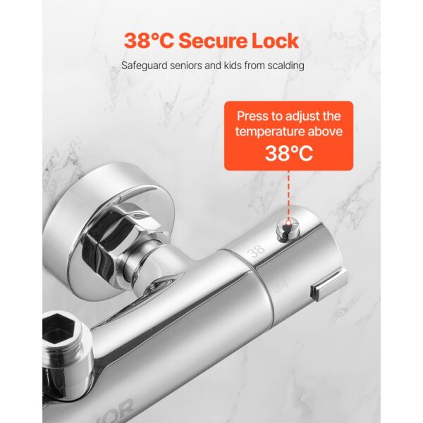 VEVOR Duscharmatur mit Thermostat Brausemischer Duschhahn mit 38 °C Sicherheitsschloss – Bild 3 VEVOR Duscharmatur mit Thermostat Brausemischer Duschhahn mit 38 °C Sicherheitsschloss – Bild 3
