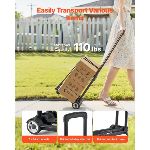 VEVOR Sackkarre klappbar, 50 kg Tragkraft, Transportkarre mit 2 Rädern & 1 elastischem Seil – Bild 2 VEVOR Sackkarre klappbar, 50 kg Tragkraft, Transportkarre mit 2 Rädern & 1 elastischem Seil – Bild 2