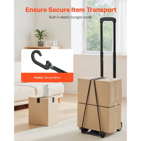 VEVOR Sackkarre klappbar, 50 kg Tragkraft, Transportkarre mit 2 Rädern & 1 elastischem Seil – Bild 4 VEVOR Sackkarre klappbar, 50 kg Tragkraft, Transportkarre mit 2 Rädern & 1 elastischem Seil – Bild 4