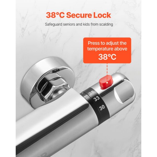 VEVOR Duscharmatur mit Thermostat Duschthermostat mit 38 °C Sicherheitsschloss – Bild 3