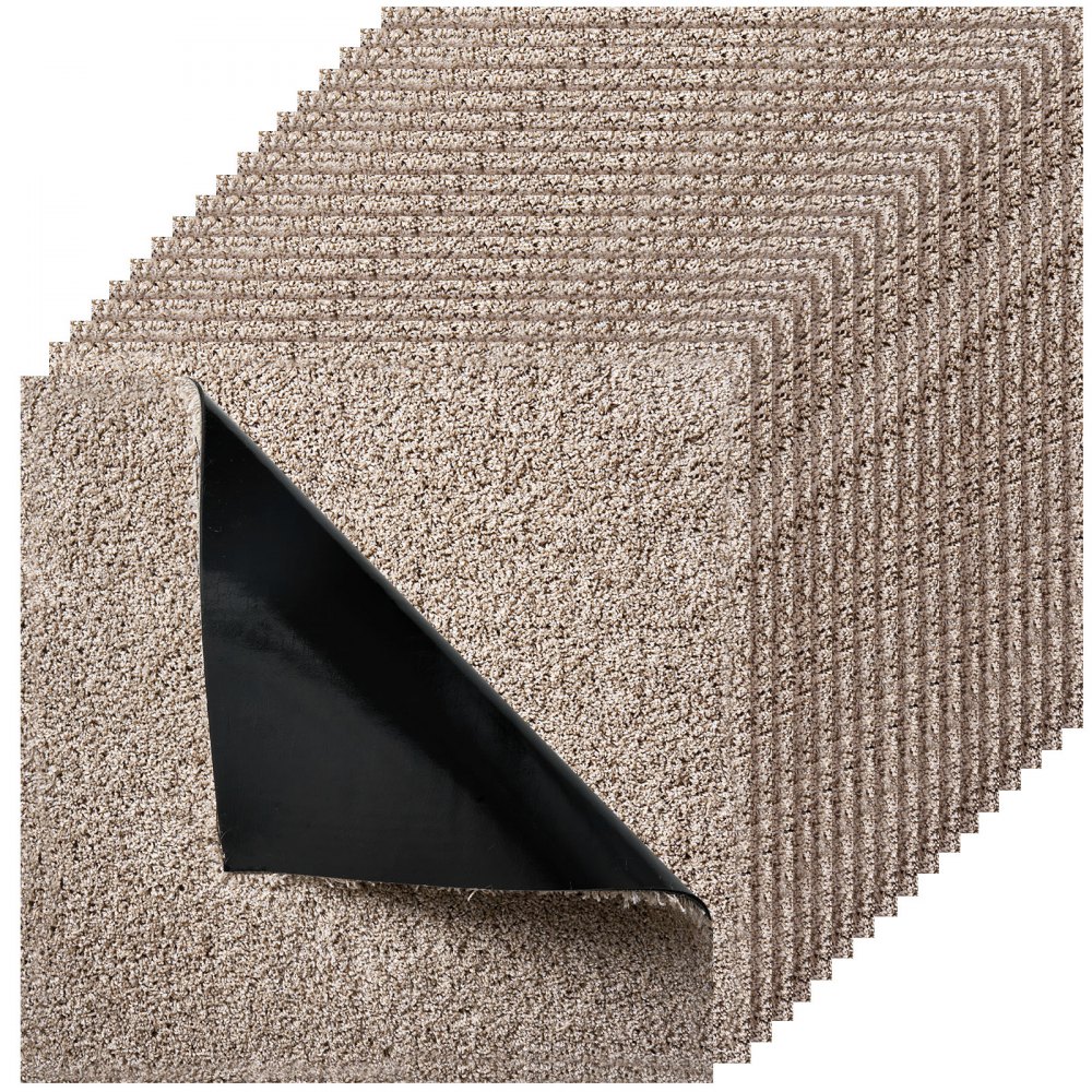 VEVOR Teppichfliesen 457,2 x 457,2 x 12 mm, 10er-Pack, selbstklebender Teppichboden mit Fläche von 2 m²