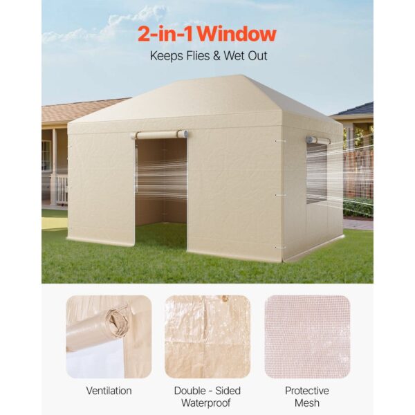 VEVOR Winter Pavillonabdeckung, 3,1x4,41 m, Allwetter-Pavillonabdeckung mit Seitenwänden & Netzfenstern – Bild 5