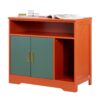 VEVOR Katzenschrank 792x430x710 mm, Katzenklo Schrank mit Regal & Stauraum, Rot & Grün