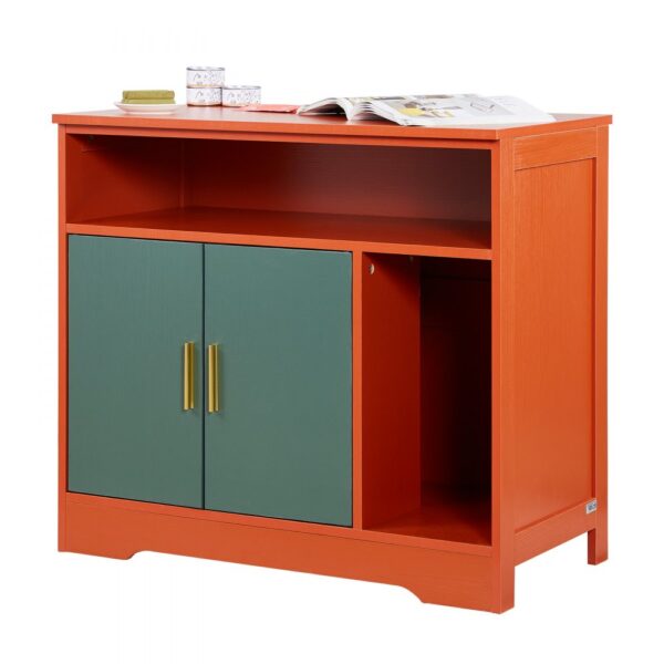 VEVOR Katzenschrank 792x430x710 mm, Katzenklo Schrank mit Regal & Stauraum, Rot & Grün