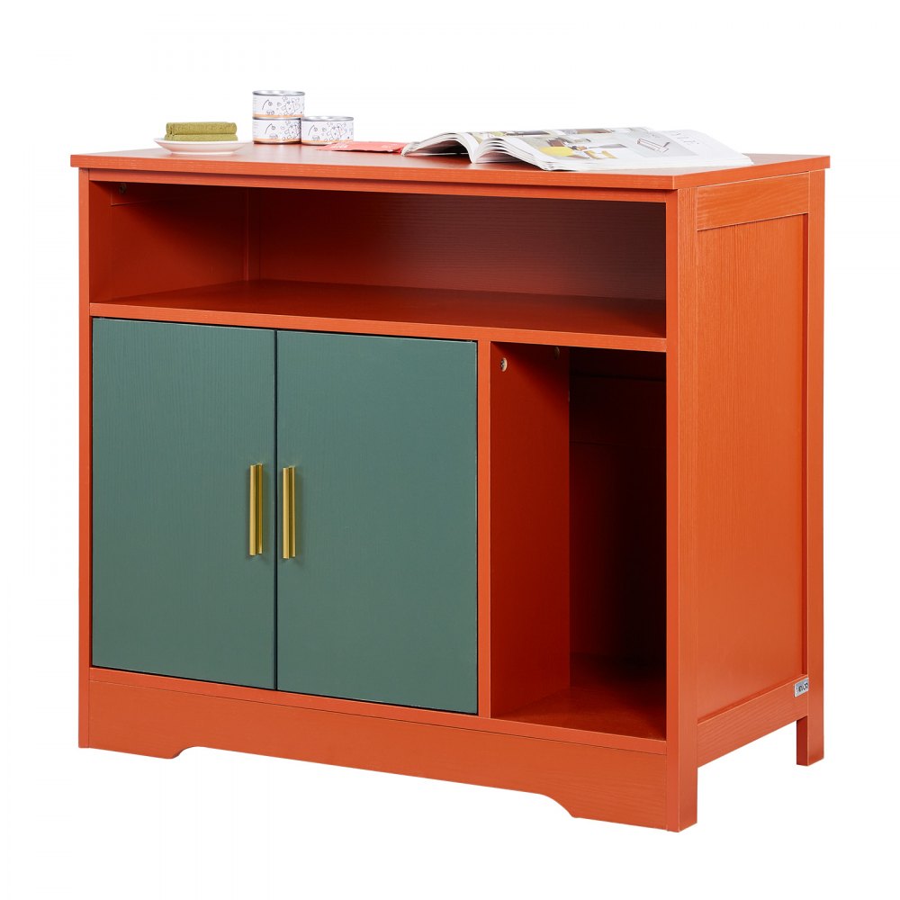 VEVOR Katzenschrank 792x430x710 mm, Katzenklo Schrank mit Regal & Stauraum, Rot & Grün
