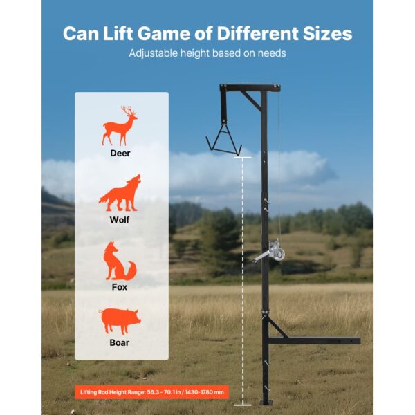 VEVOR Game Hoist mit Seilwinde & Gambrel, 181 kg Tragkraft, Lkw-Wildhebezeug mit 5,08 cm Empfänger – Bild 5